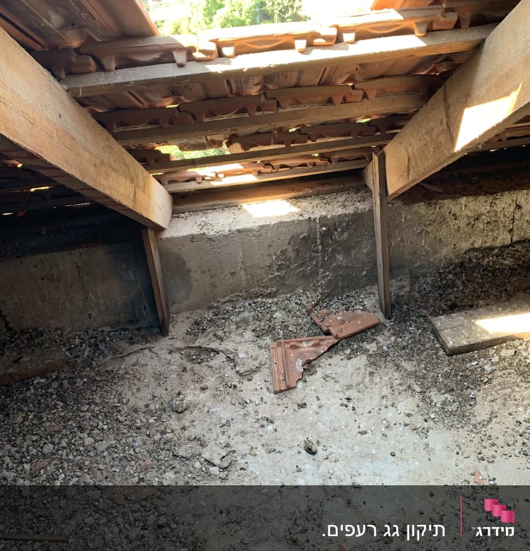 גג רעפים עם קורות עץ ותקרה חשופה